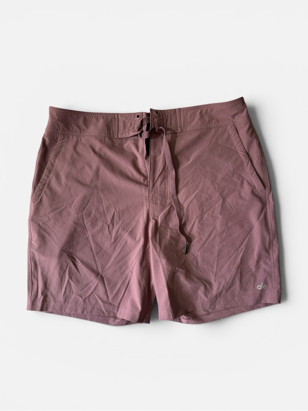 Alo mens XL purple solid performance Plow hybrid board shorts EUC